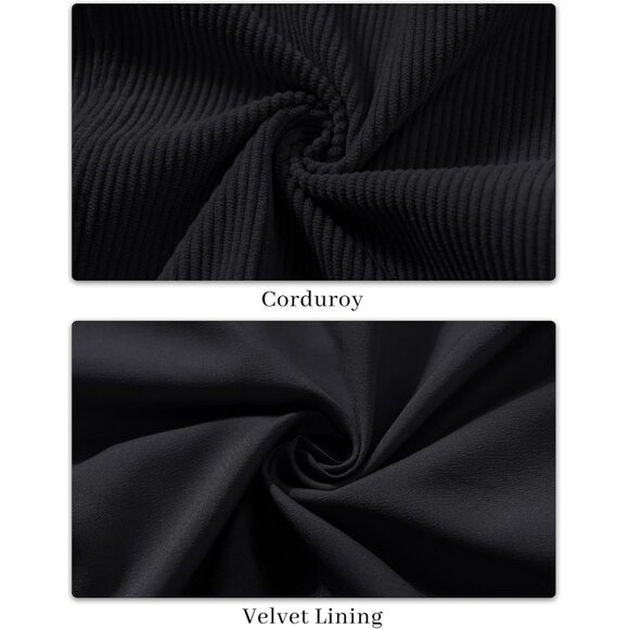 Women Black Corduroy Cropped Shacket Button Down Long Sleeve Casual Coat - Picture 6 of 6